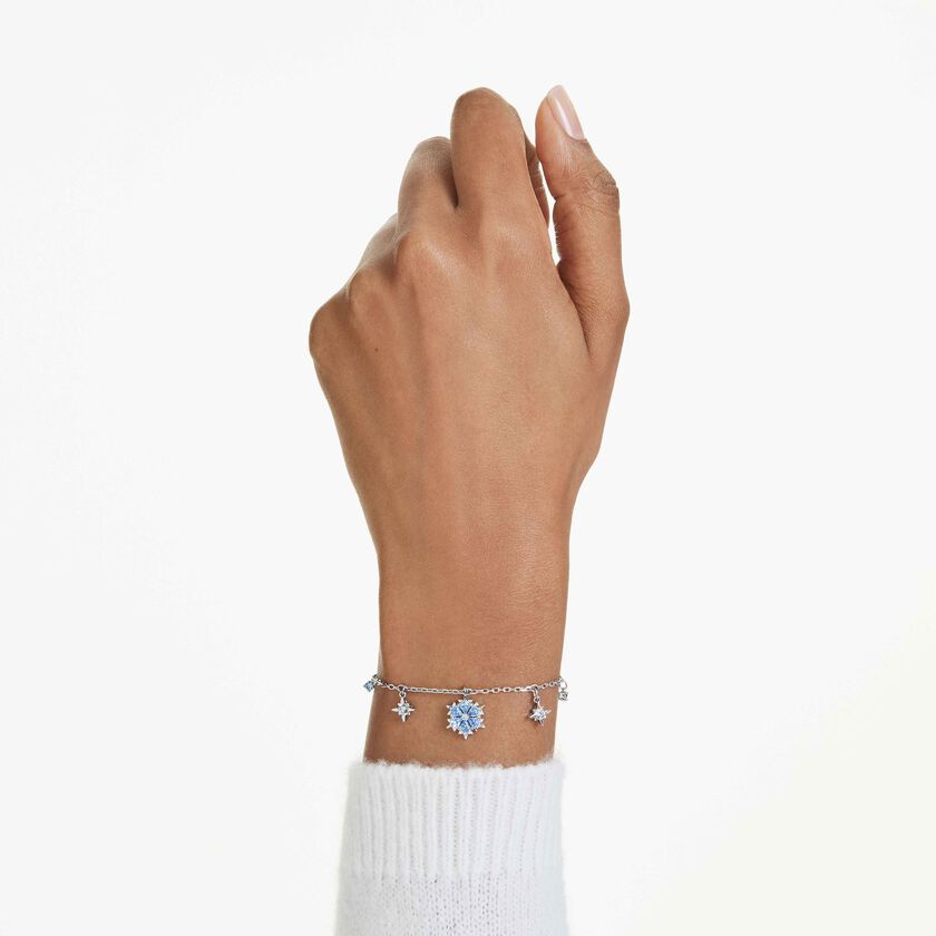 swarovski سوار magic، شكل ندفة ثلج، لون أزرق، طلاء روديوم
