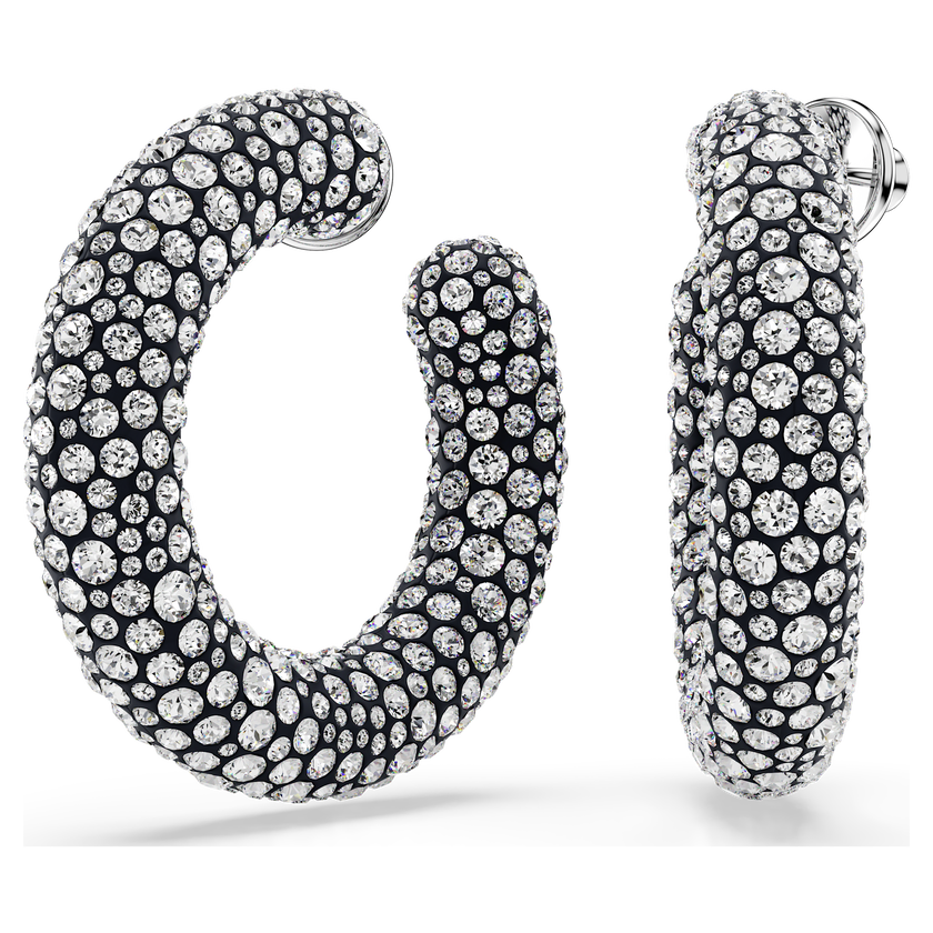 swarovski أقراط حلقية sublima، قطع مستدير متنوع، لون أبيض، طلاء روديوم