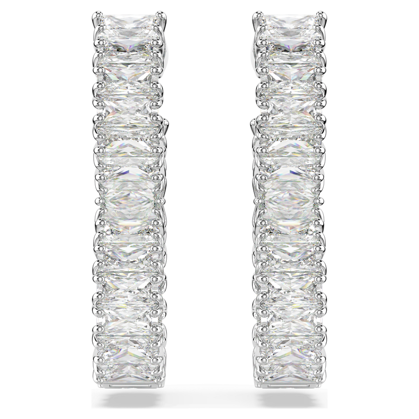 swarovski أقراط حلقية hyperbola، شكل إنفينيتي، لون أبيض، طلاء روديوم