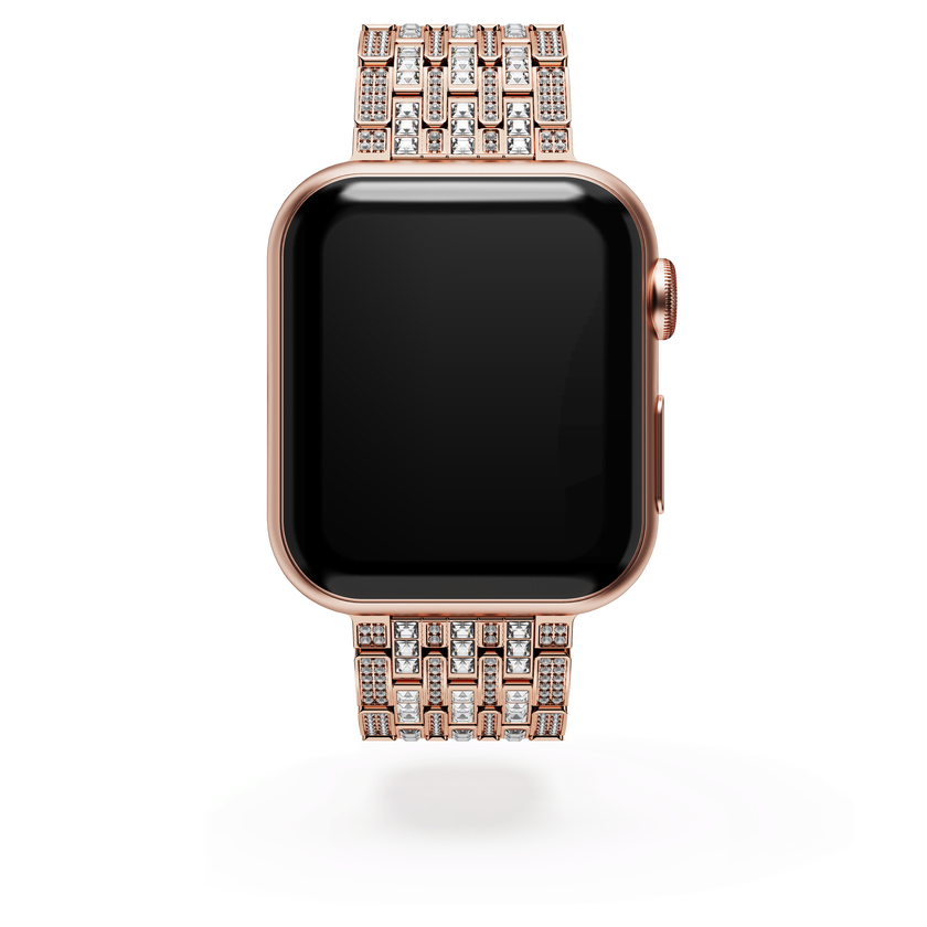 swarovski سوار princess، متوافق مع ساعة apple  مقاس 40 مم و41 مم، لون ذهبي وردي، لمسة نهائية بلون ذهبي وردي