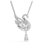 swarovski قلادة swan vienna، شكل بجعة، لون أبيض، طلاء روديوم