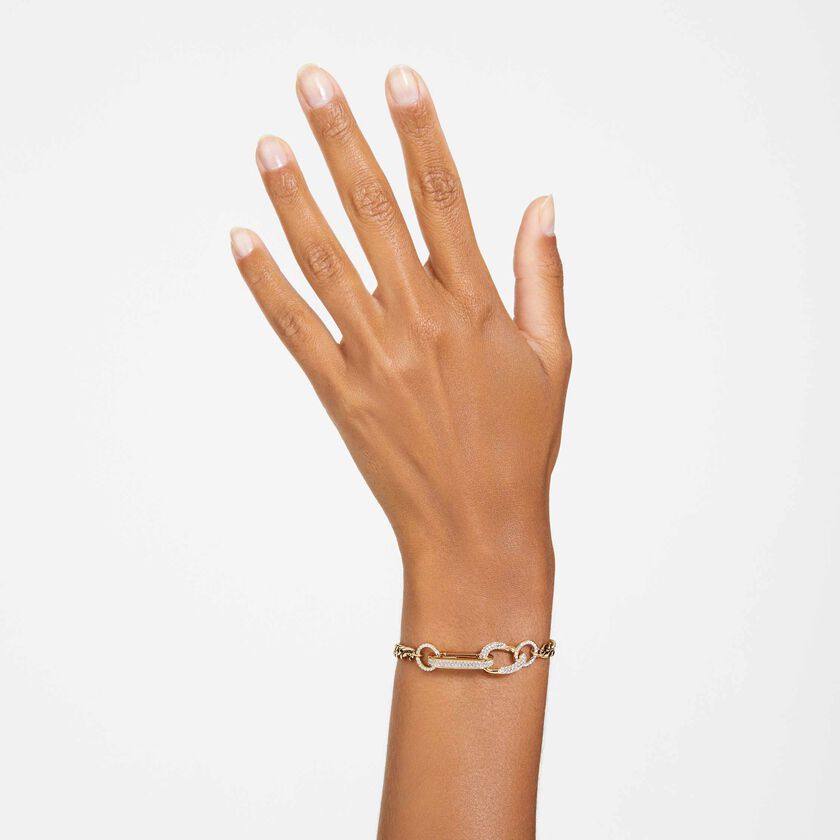 swarovski سوار dextera، كريستالات متراصة، حلقات متنوعة، لون أبيض، طلاء بلون ذهبي