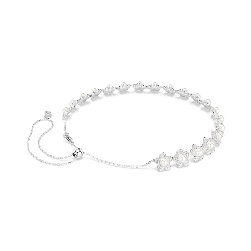 عقد شوكر ariana grande x swarovski، لآلئ كريستال، قطع مستدير، لون أبيض، طلاء روديوم