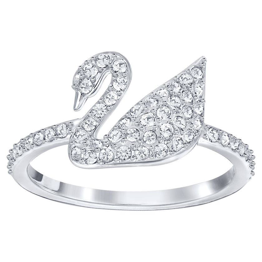 swarovski خاتم iconic swan،   أبيض،  بطلاء  من  الروديوم
