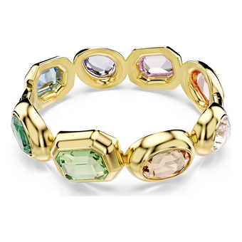 swarovski gema cuff  oversized crystals  mixed cuts  multicolored  gold tone plated