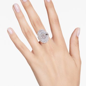 swarovski خاتم idyllia، طقم مكون من 3 قطع، قطع متنوع، على شكل صدفة، لون أبيض، طلاء روديوم