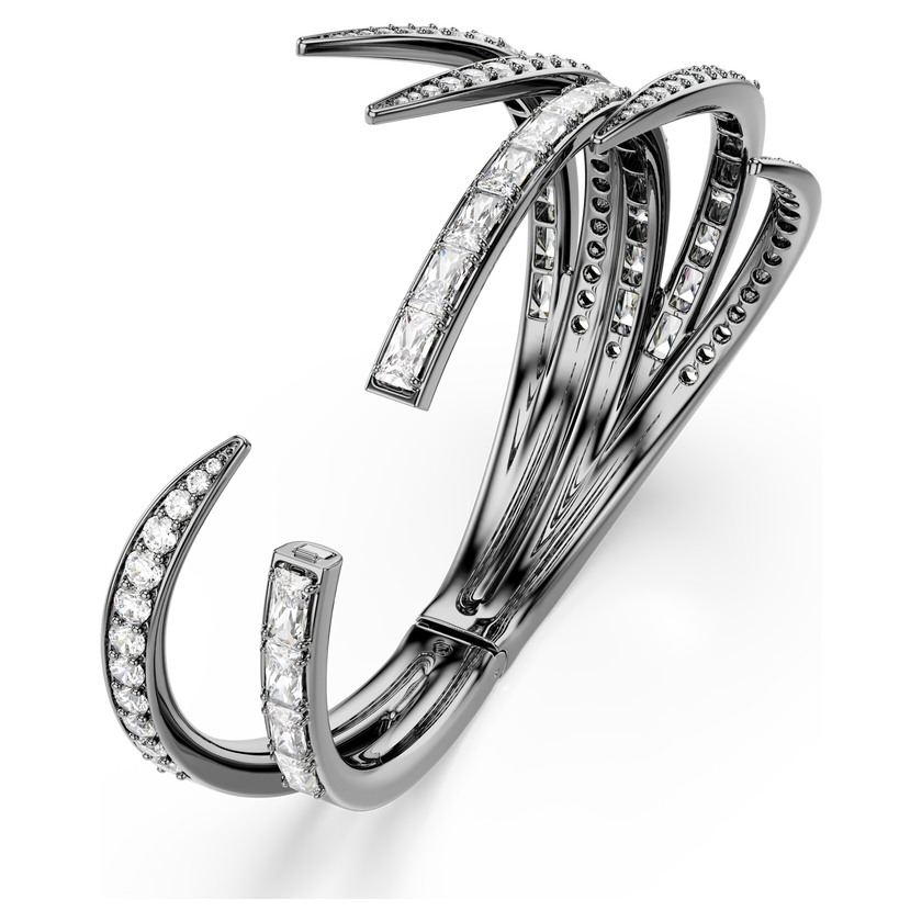 swarovski أسورة the vienna collection، شكل ريشة، لون أبيض، طلاء روثينيوم