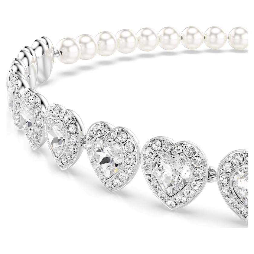 عقد شوكر تنس ariana grande x swarovski، قطع متنوع، شكل قلب، لون أبيض، طلاء روديوم