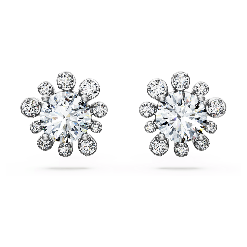 swarovski أقراط دبوسية galaxy، أحجار ألماس مُصنعة في المختبر بإجمالي 2 3 قيراط، ذهب أبيض عيار 18