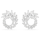 swarovski أقراط حلقية mesmera، قطع ماركيز، لون أبيض، طلاء روديوم
