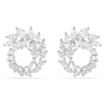swarovski أقراط حلقية mesmera، قطع ماركيز، لون أبيض، طلاء روديوم