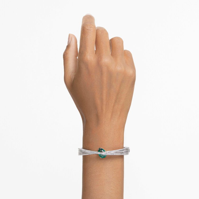 swarovski سوار hyperbola، زركونيا محايدة الكربون، لون أخضر، طلاء روديوم