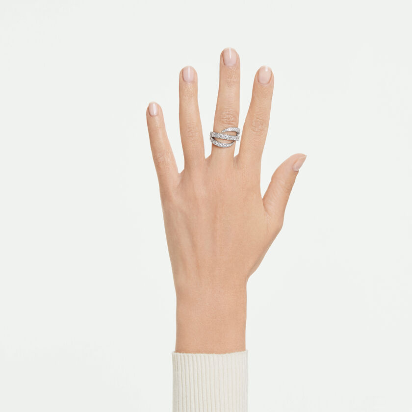 swarovski خاتم vienna، قطع متنوع، شكل بجعة، لون أبيض، طلاء روديوم