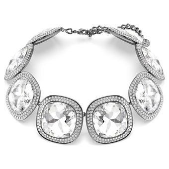 swarovski عقد شوكر una angelic، قطع كوشن، لون أبيض، طلاء روتينيوم