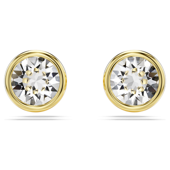 swarovski أقراط دبوسية imber، قطع مُستدير، لون أبيض، طلاء بلون ذهبي