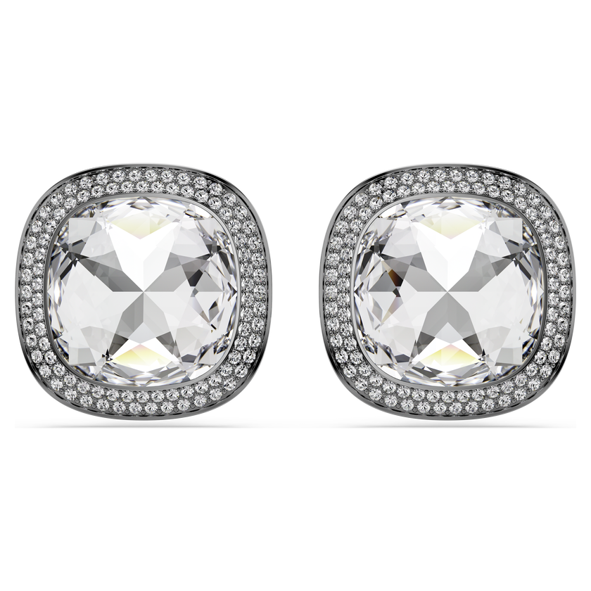 swarovski أقراط بمشبك una angelic، قطع كوشن، لون أبيض، طلاء روتينيوم