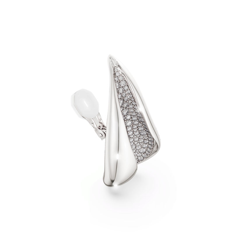 swarovski أقراط مشبك classica، تصميم مميز، قطع مُستدير، لون أبيض، فضة استرليني