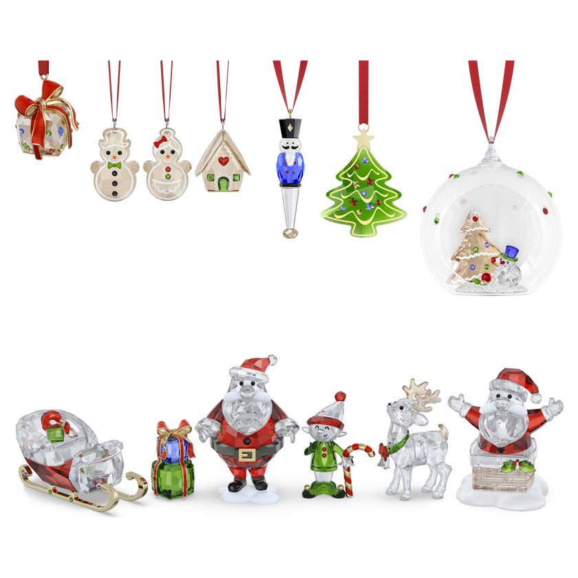 swarovski طقم قطع زينة holiday cheers يعكس قصة سانتا كلوز