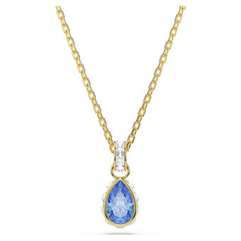 swarovski قلادة chroma، قطع كمثري، لون أزرق، لمسة نهائية من الذهب عيار 18 قيراط