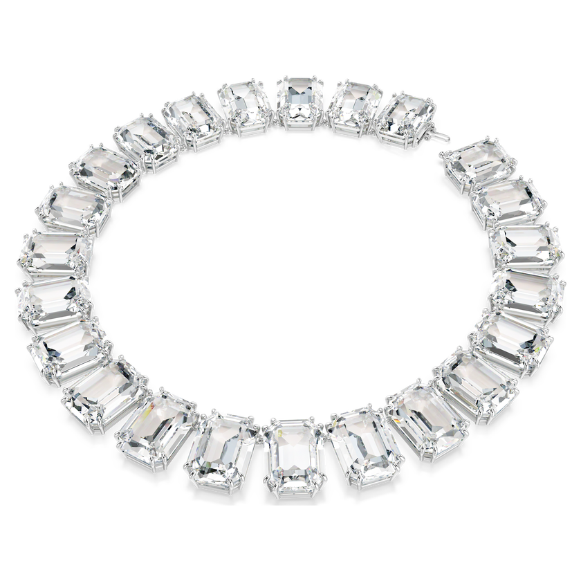 swarovski عقد millenia tennis، قطع مثمن، لون أبيض، طلاء روديوم