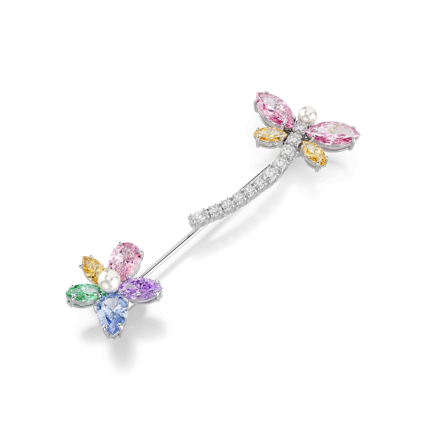 بروش ariana grande x swarovski، قطع متنوع، شكل يعسوب، ألوان متعددة، طلاء روديوم