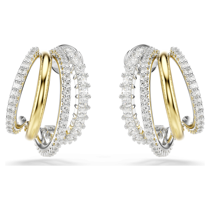 swarovski أقراط حلقية hyperbola، قطع متنوع، حجم صغير، لون أبيض، لمسة نهائية من معادن مختلطة