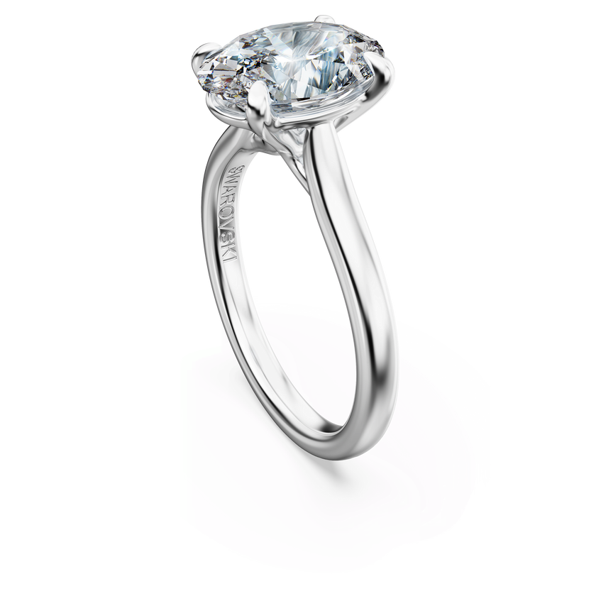swarovski خاتم سوليتير eternity، أحجار ألماس مُصنعة في المختبر بإجمالي 3 قيراط، قطع بيضاوي، ذهب أبيض عيار 18