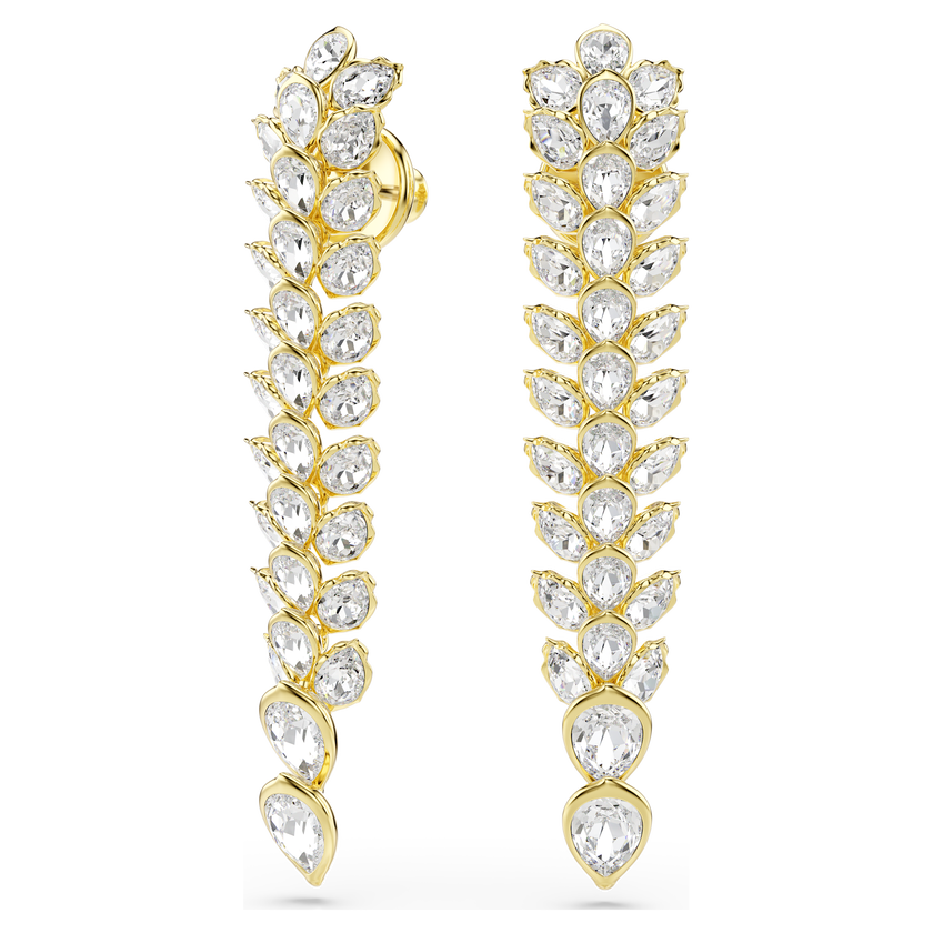 swarovski أقراط متدلية idyllia، قطع متنوع، تصميم طويل، لون أبيض، طلاء باللون الذهبي