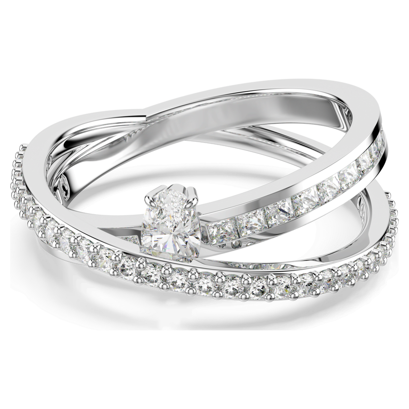 swarovski خاتم hyperbola، قطع متنوع، لون أبيض، طلاء روديوم