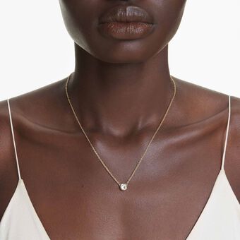 swarovski قلادة imber، قطع مُستدير، لون أبيض، طلاء بلون ذهبي