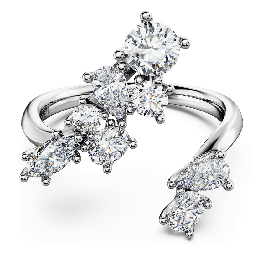 swarovski مفتوح خاتم galaxy، ألماس مُصنع في المختبر إجمالي 1 25 قيراط، أشكال متنوعة، ذهب أبيض عيار 18 قيراط