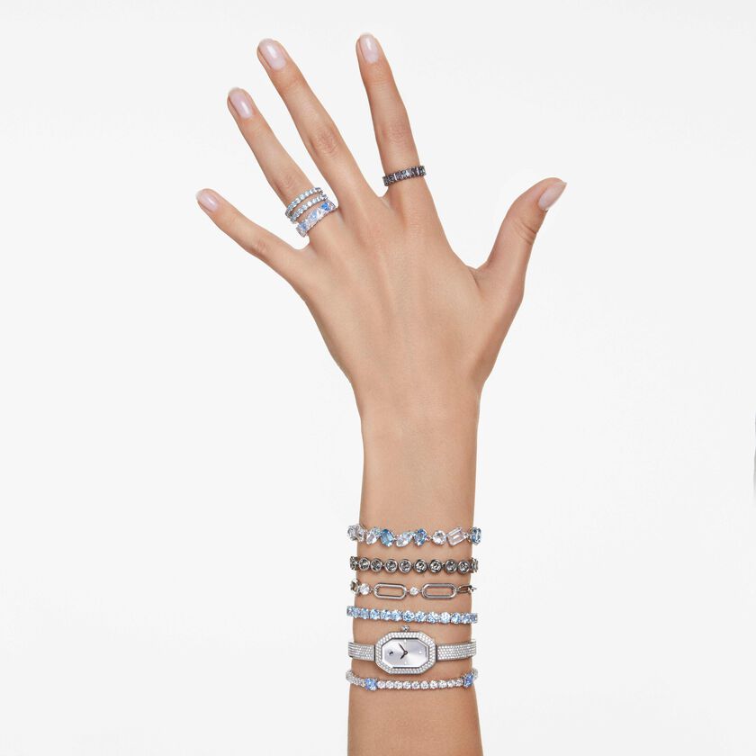 swarovski ساعة يد dextera، صناعة سويسرية، سوار معدني، لون فضي، ستانلس ستيل