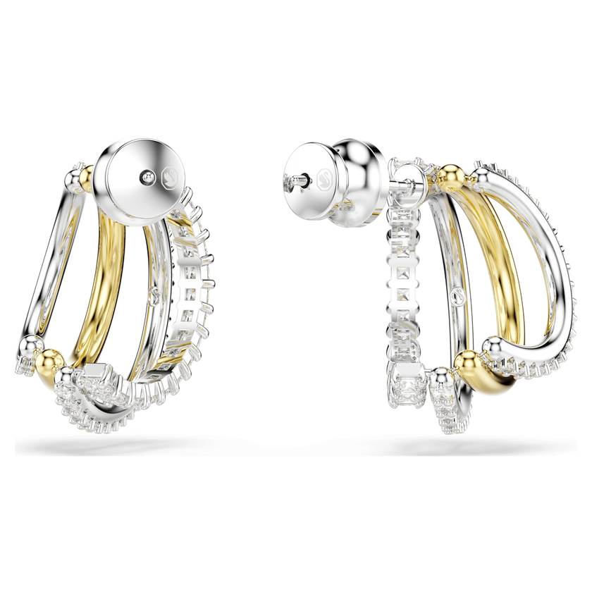swarovski أقراط حلقية hyperbola، قطع متنوع، حجم صغير، لون أبيض، لمسة نهائية من معادن مختلطة