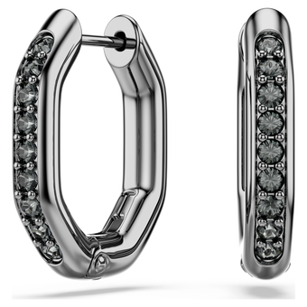 swarovski أقراط حلقية dextera، شكل مثمن، قطع مستدير، لون أبيض، طلاء روثينيوم