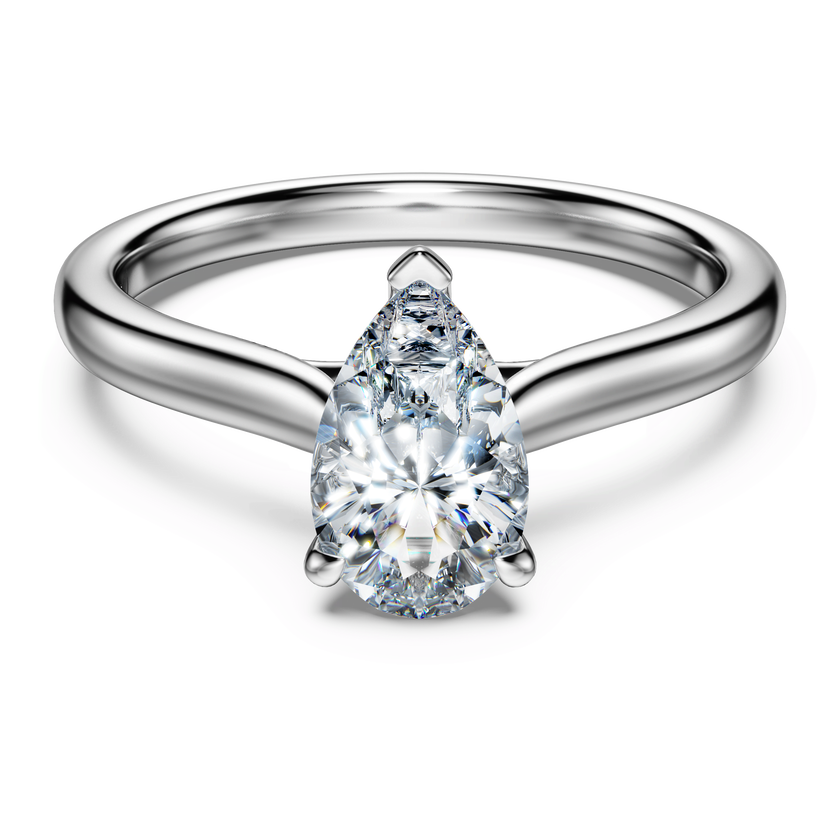 swarovski خاتم سوليتير eternity، أحجار ألماس مُصنعة في المختبر بإجمالي 1 قيراط، قطع على شكل كمثرى، ذهب أبيض عيار 18