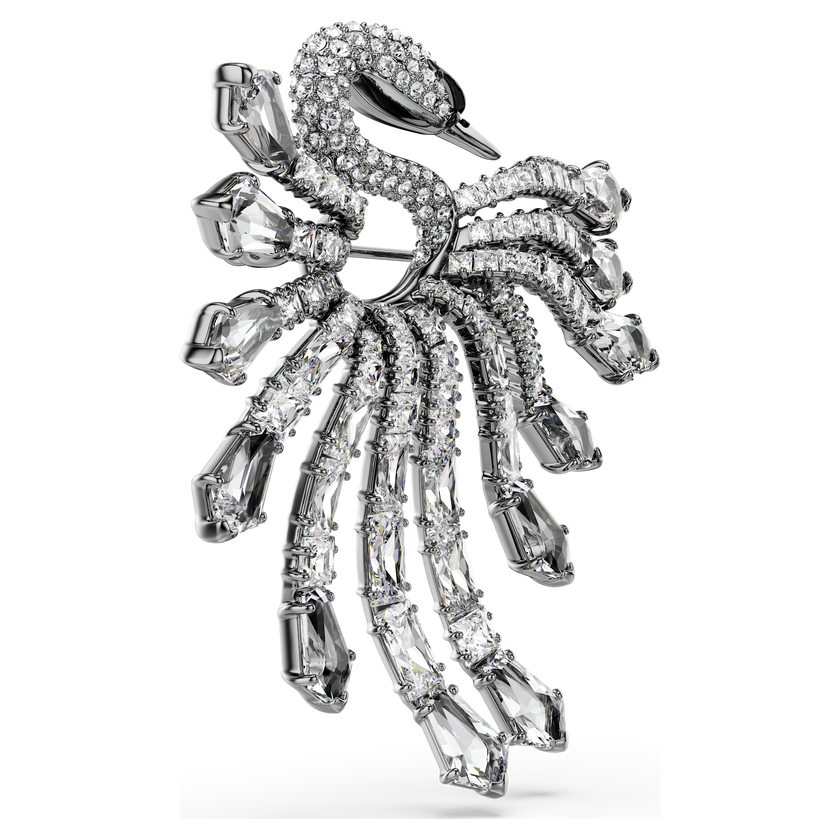 swarovski بروش the vienna collection، شكل بجعة، لون أبيض، طلاء روثينيوم