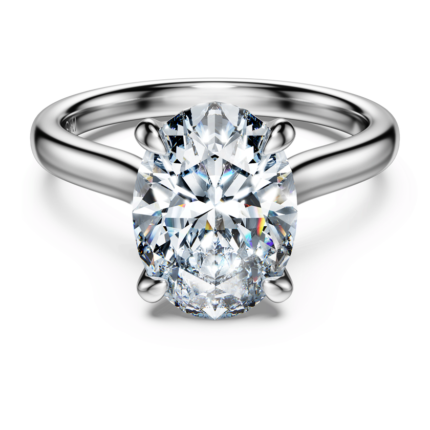 swarovski خاتم سوليتير eternity، أحجار ألماس مُصنعة في المختبر بإجمالي 3 قيراط، قطع بيضاوي، ذهب أبيض عيار 18