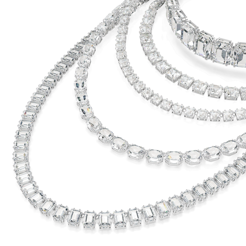 swarovski عقد من عدة طبقات millenia، قطع متنوع، لون أبيض، طلاء روديوم
