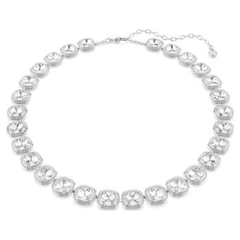 swarovski عقد una angelic، قطع كوشن، لون أبيض، طلاء روديوم