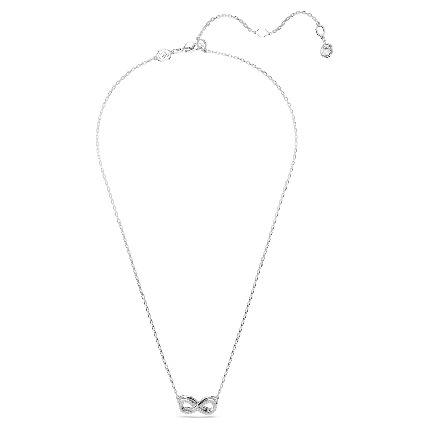 swarovski قلادة hyperbola، كريستالات صغيرة مُتراصَّة، شكل إنفينيتي، لون أبيض، طلاء روديوم