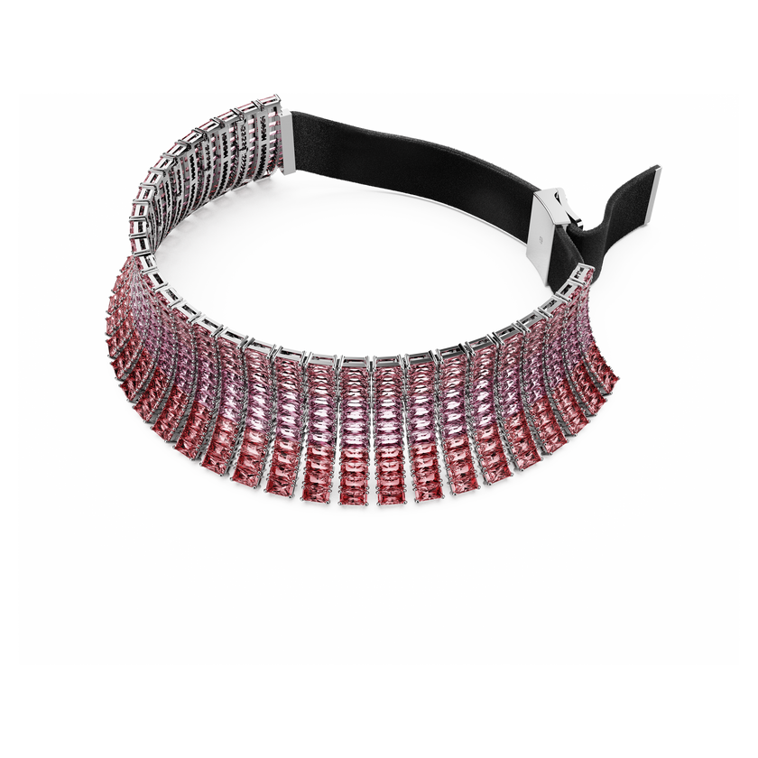 swarovski matrix choker  baguette cut  pink  rhodium plated