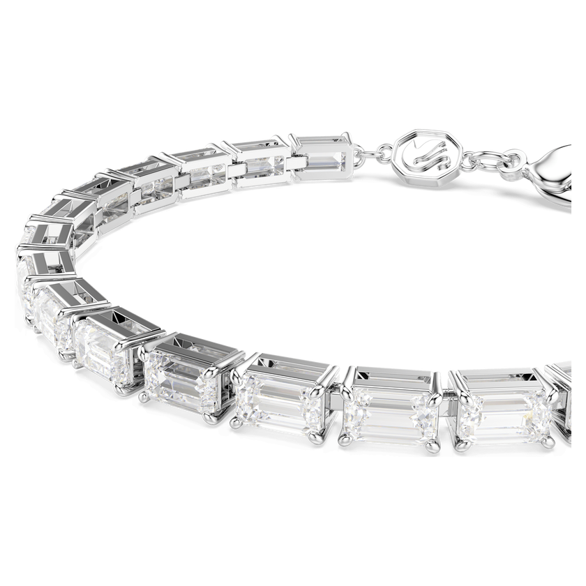 swarovski سوار matrix tennis، قطع باغيت، لون أبيض، طلاء روديوم