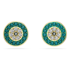 swarovski luckily stud earrings  pav   eye  green  gold tone plated