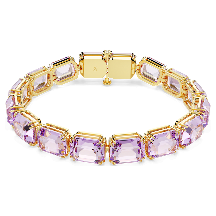 swarovski سوار millenia tennis، قطع مُثَمَّن، لون أرجواني، طلاء باللون الذهبي