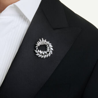 swarovski بروش mesmera، قطع ماركيز، لون أبيض، طلاء روديوم
