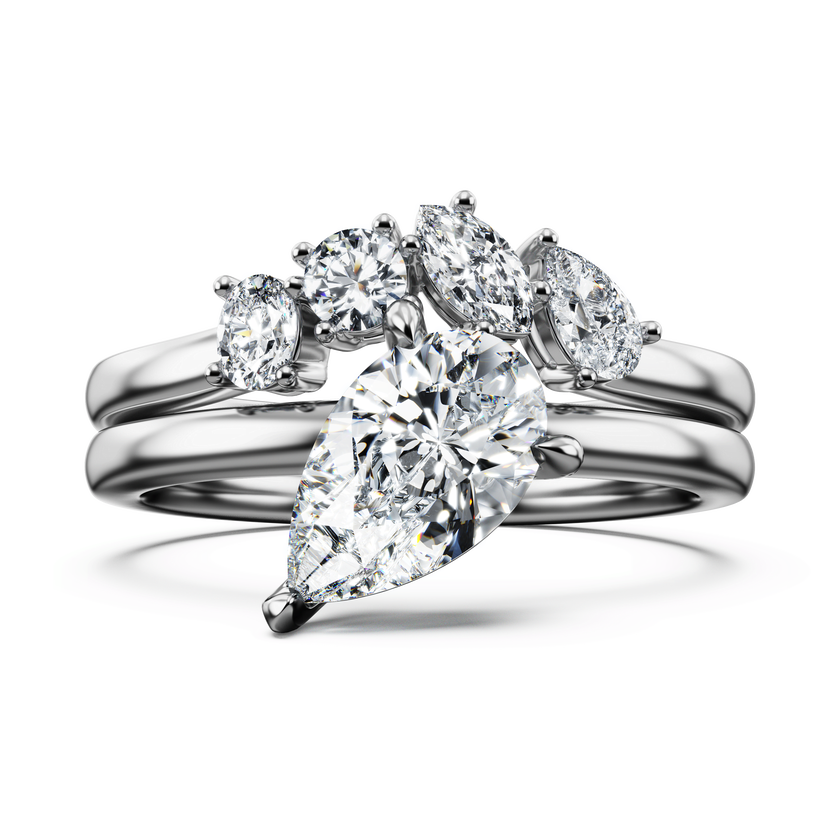 swarovski خاتم galaxy، أحجار ألماس مُصنعة في المختبر بإجمالي 1 4 قيراط، ذهب أبيض عيار 18