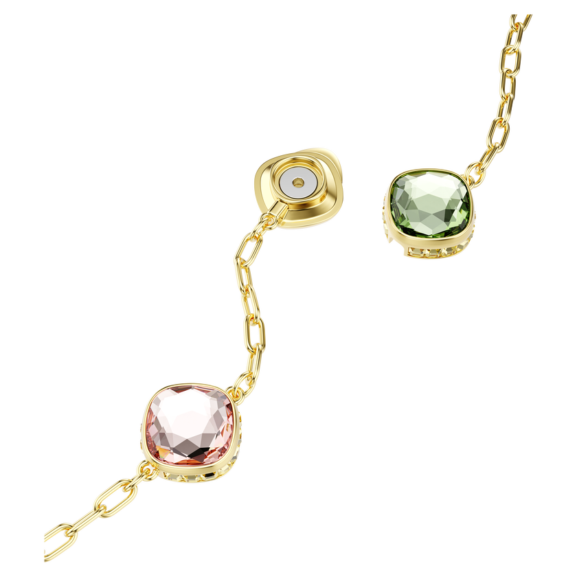 swarovski سلسلة chroma، قطع مُثَمَّن، لون أخضر، طلاء باللون الذهبي
