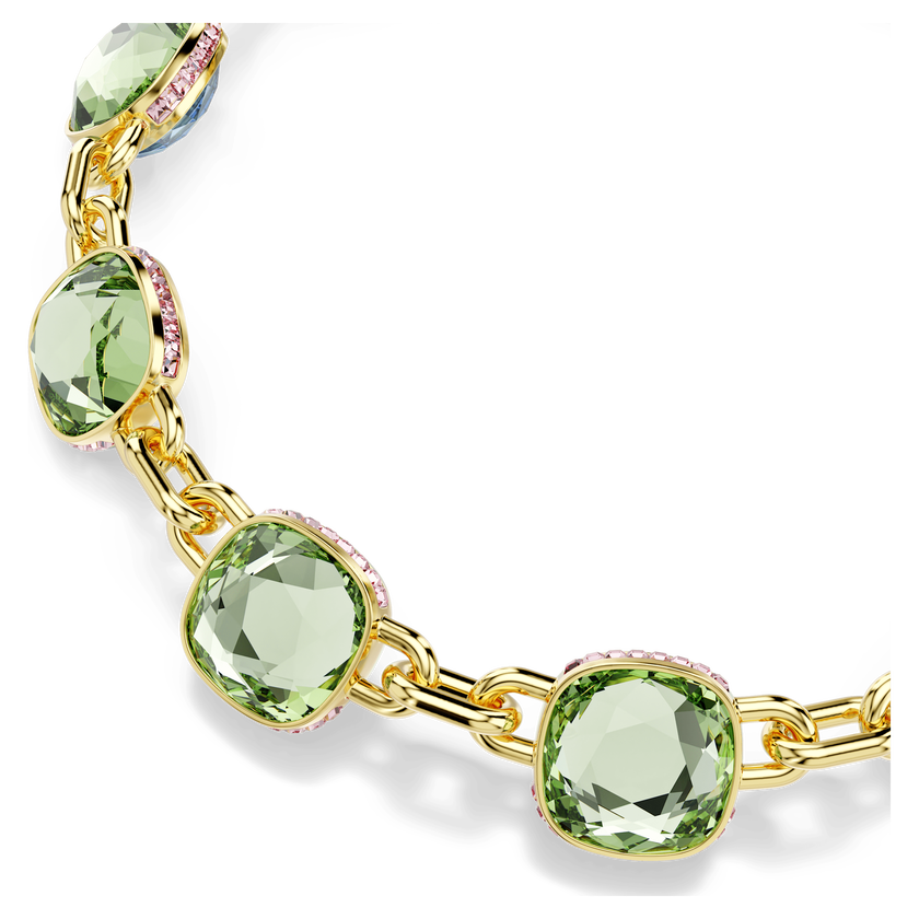 swarovski عقد choma tennis، قطع على شكل وسادة، لون أزرق، طلاء باللون الذهبي