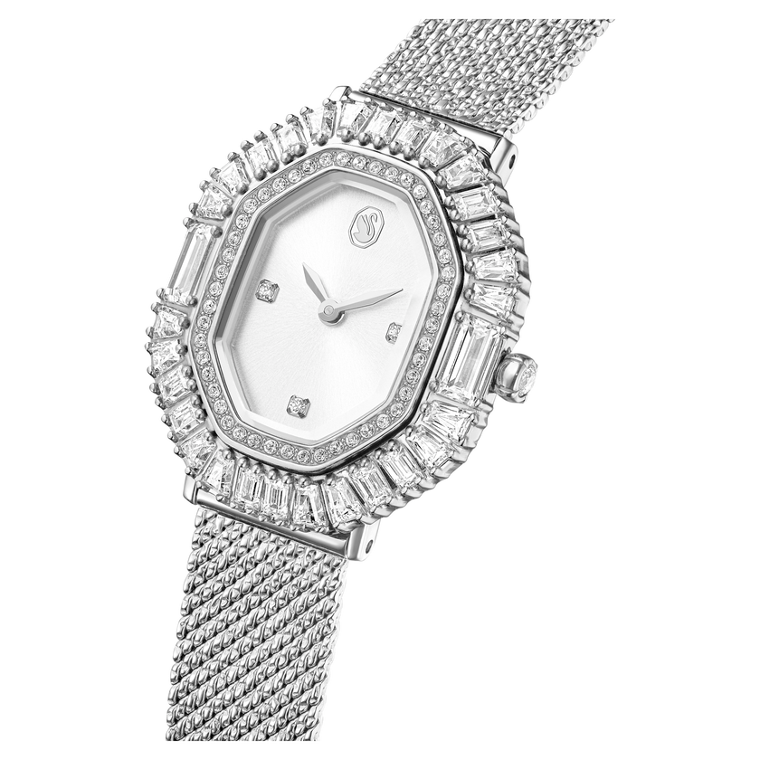 swarovski ساعة يد matrix octagon، سوار معدني، لون فضي، ستانلس ستيل