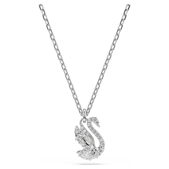 swarovski قلادة swan، قطع متنوع، شكل بجعة، لون أبيض، طلاء روديوم
